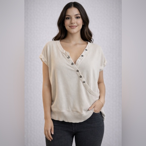 We The Free Cream Buttoned Blouse - Picture 2 of 6